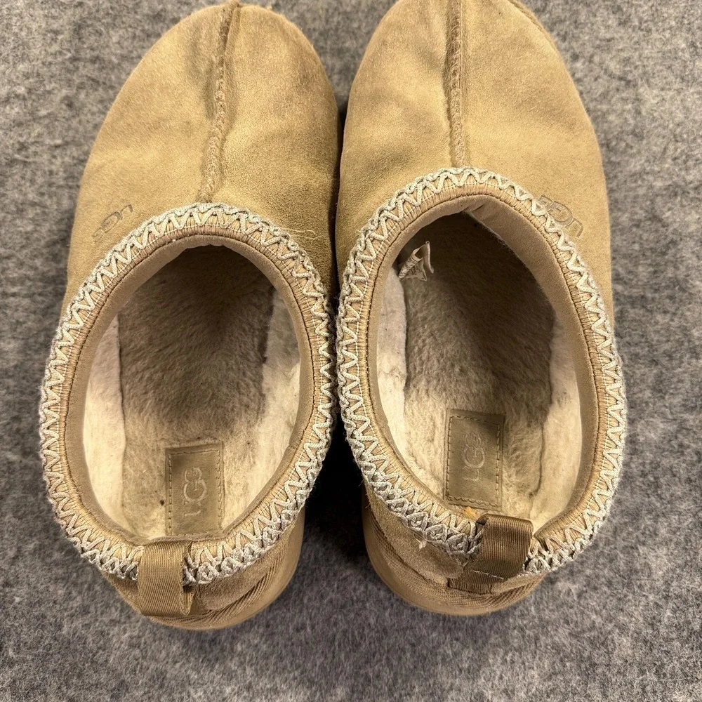 UGG Tasman‎ Slippers Youth 4 Brown Suede Shearling Lined Slip On Indoor Clogs